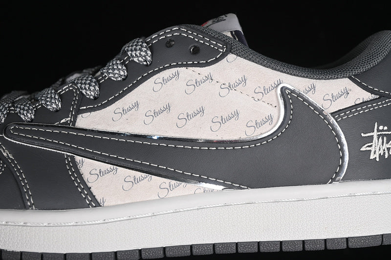 Travis Scott Fragment Design Nike Air Jordan 1 Low OG SP Dark Grey White Sneakers