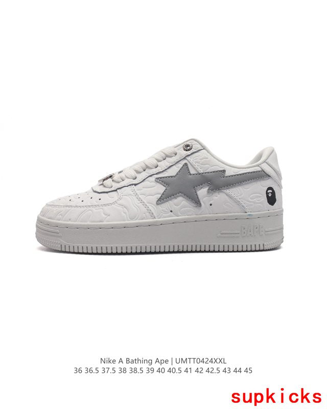 A Bathing Ape Bape Sta Sk8 White And Gray Embossed