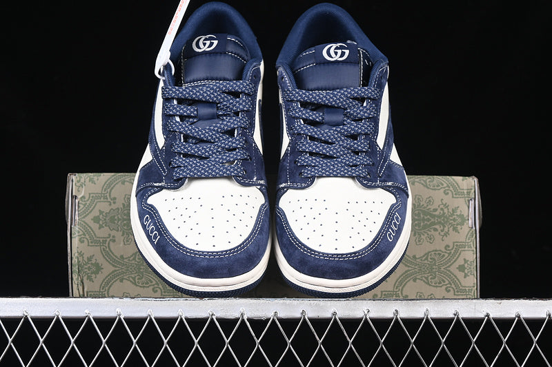 Travis Scott Fragment Design Nike Air Jordan 1 Low Gucci OG SP White Blue Sneakers