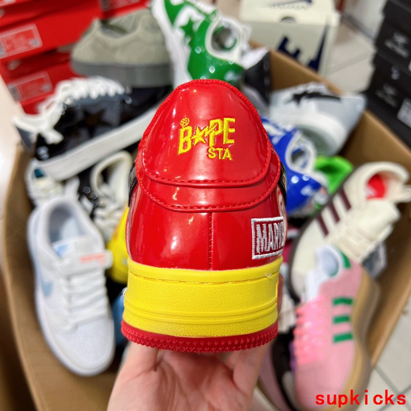 A Bathing Ape Bape Sta Marvel Comics Red Yellow Patent Leather