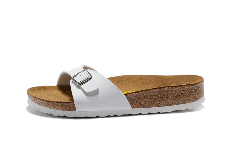 Birkenstock Madrid White Single-Snap Comfort Leather Sandals