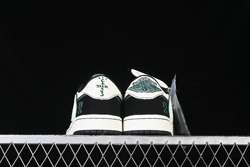 Travis Scott Fragment Design Nike Air Jordan 1 Low OG SP Black White Green Sneakers