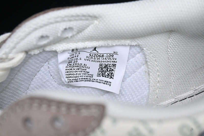 Travis Scott Fragment Design Nike Air Jordan 1 Low OG SP Grey White Light Brown Sneakers