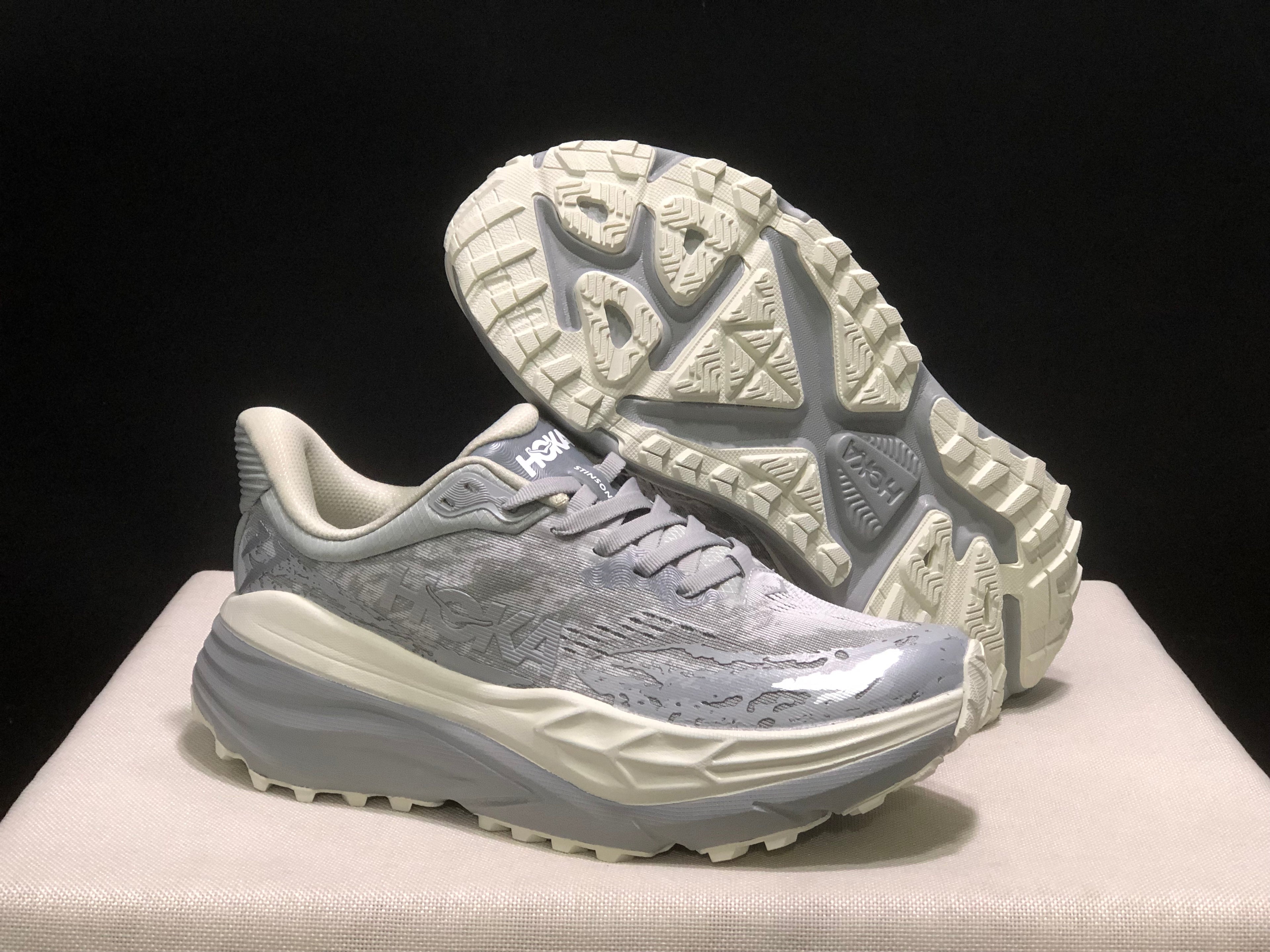 Hoka One One Stinson 7 Comfortable Anti-slip Outdoor Running Shoes Sneakers Silver