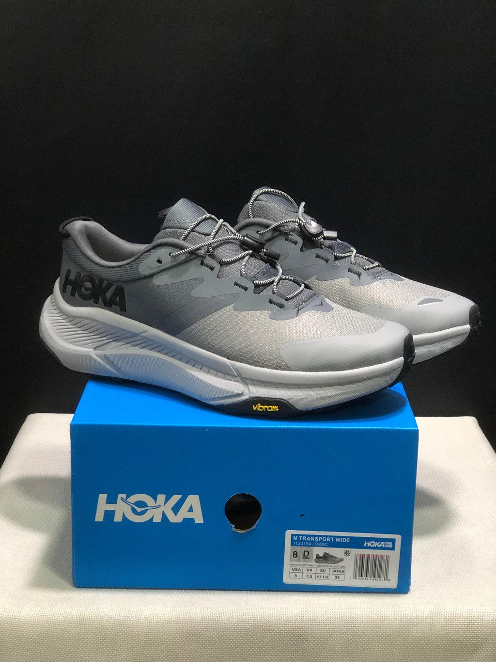 Hoka One One Transport Drawstring Low-top Running Shoes Sneakers Gray