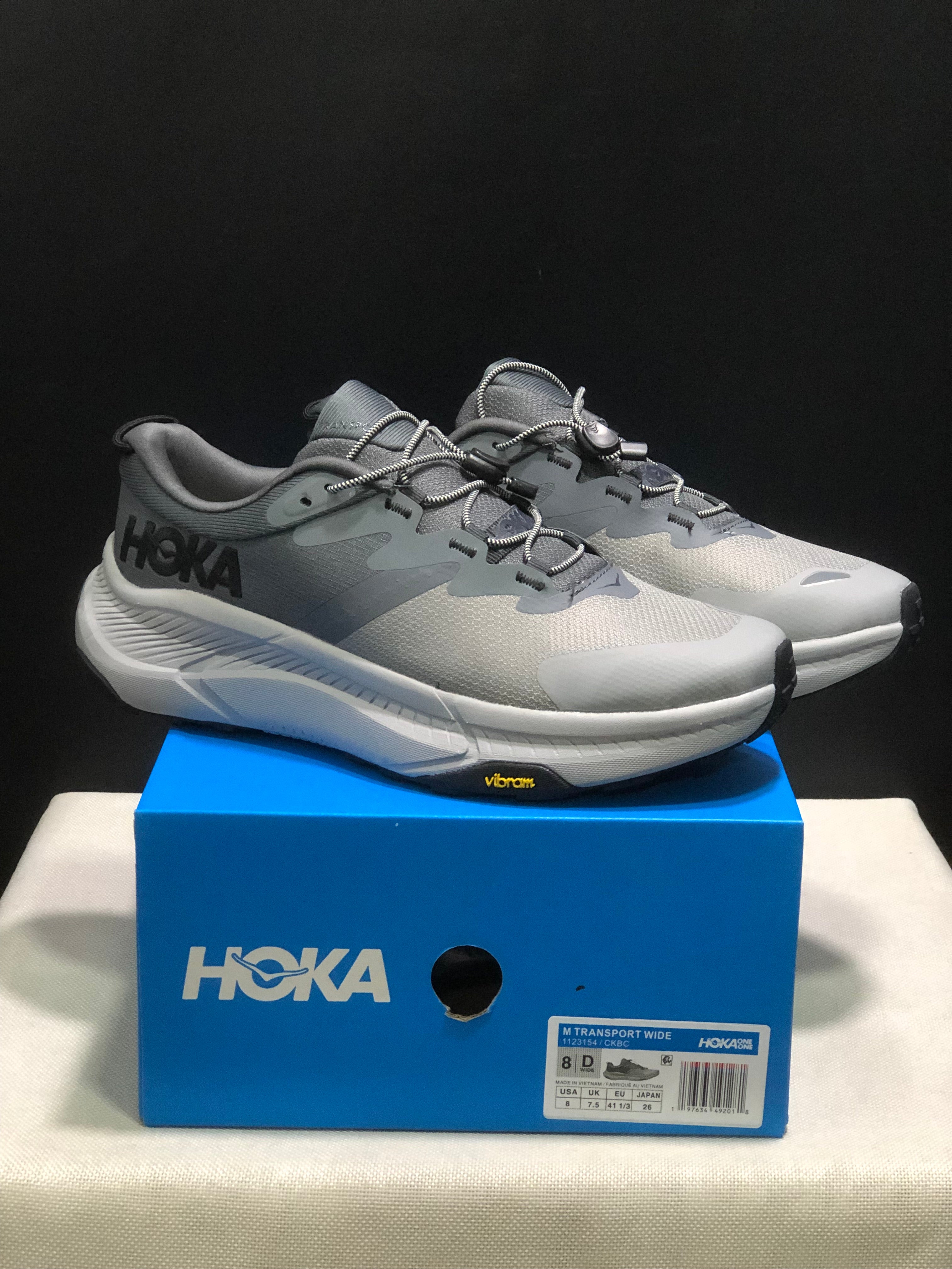 Hoka One One Transport Drawstring Low-top Running Shoes Sneakers Gray