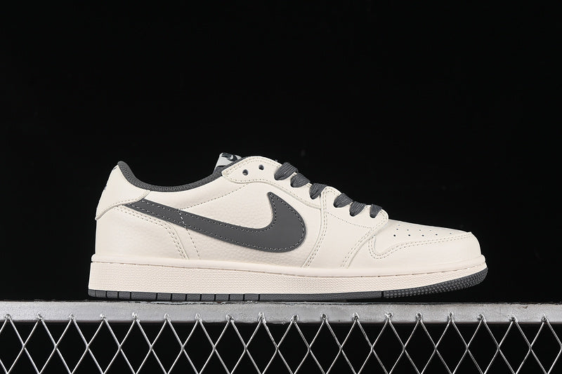 Travis Scott Fragment Design Nike Air Jordan 1 Low OG SP Grey White Stylish Casual Sneakers