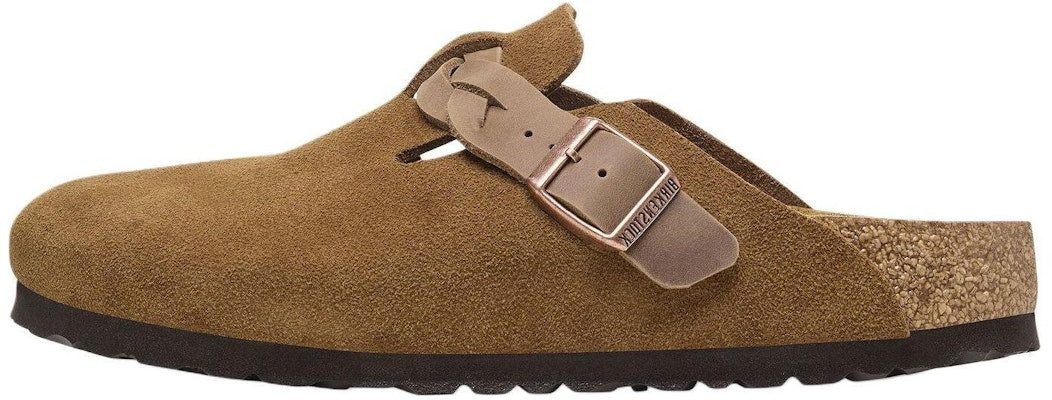 Birkenstock Boston Braided Suede Leather 1026713 Narrow Fit Mink Sandals