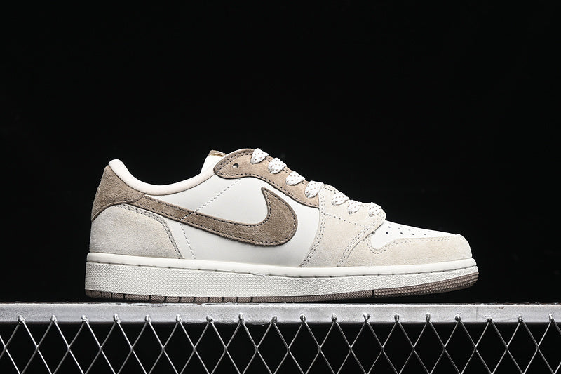 Travis Scott Fragment Design Nike Air Jordan 1 Low OG SP Light Brown Sole White Sneakers