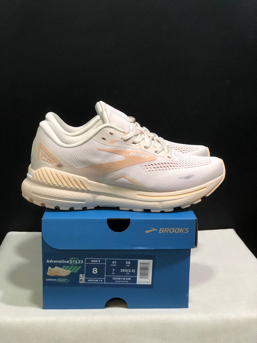 Brooks Adrenaline GTS 23 Shock-absorbing Wear-resistant Low-top Running Shoes Crystal Grey/Pink