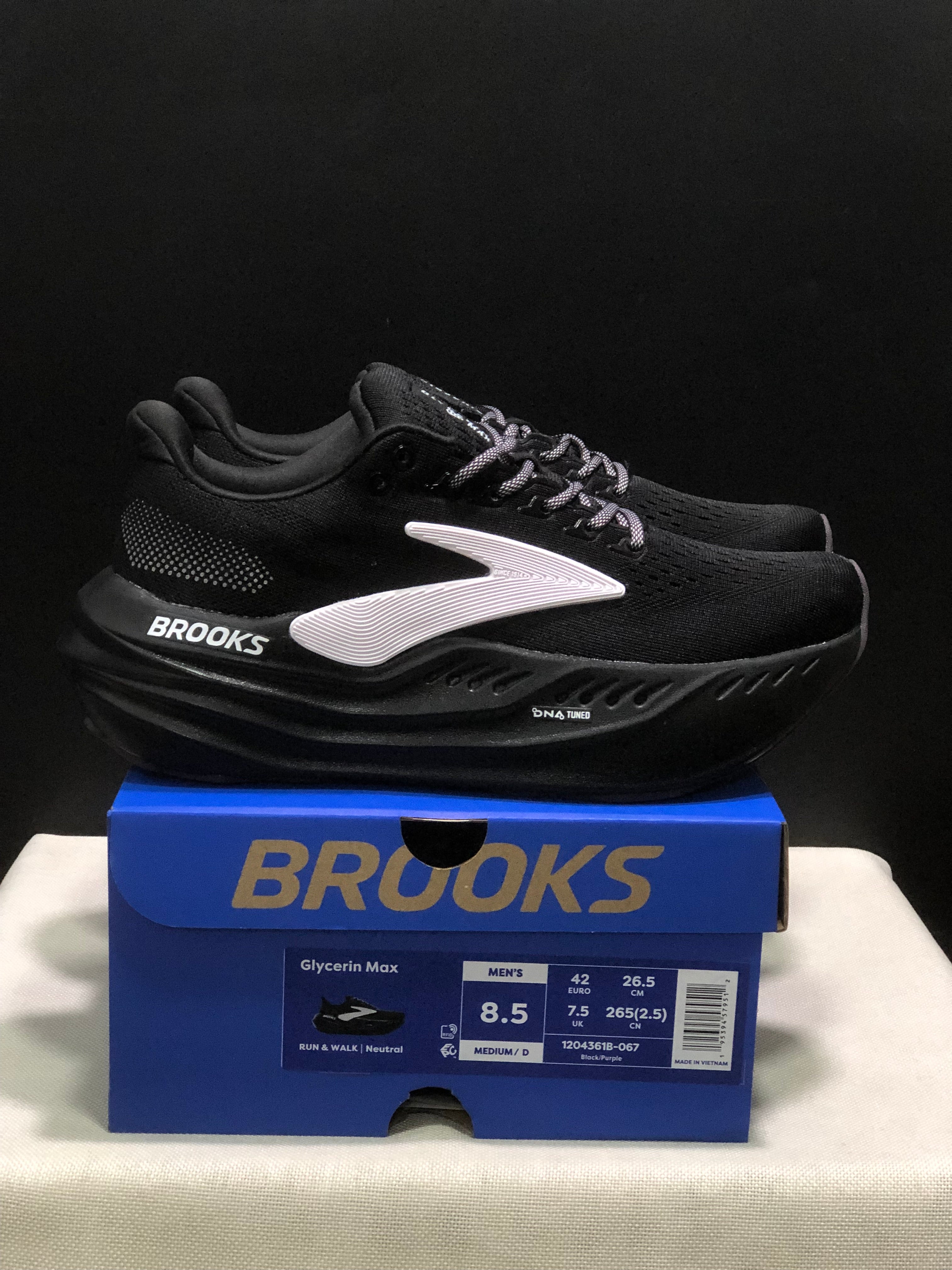 Brooks Glycerin Max Comfortable Low-top Running Shoes Black/Purple