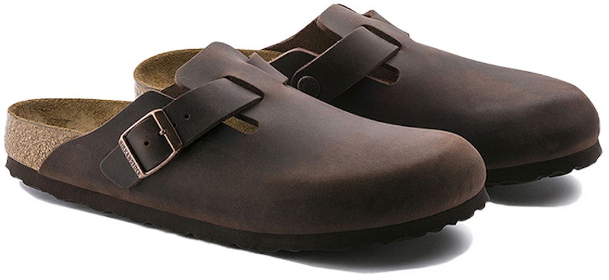 Birkenstock Boston Oiled Leather Habana 860131 Brown Fashion Slippers
