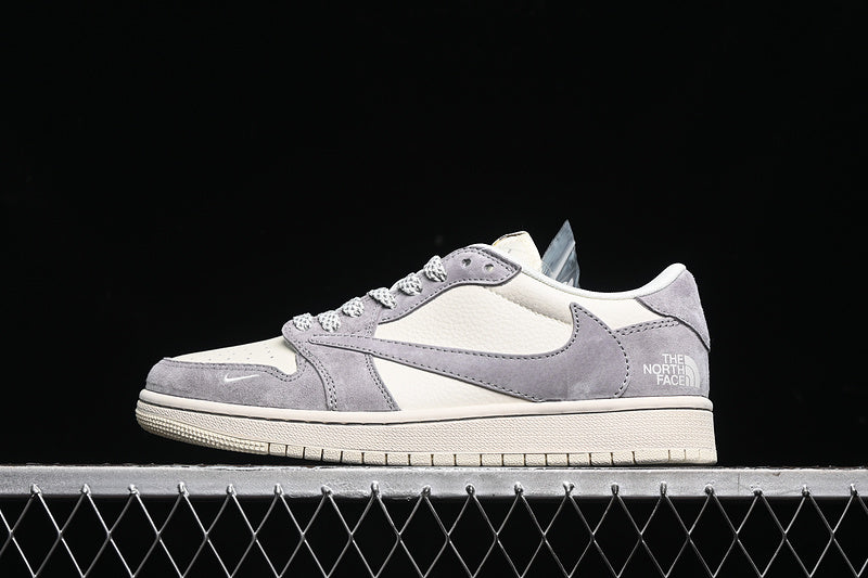 Travis Scott Fragment Design Nike Air Jordan 1 Low The North Face OG SP Grey White Sneakers