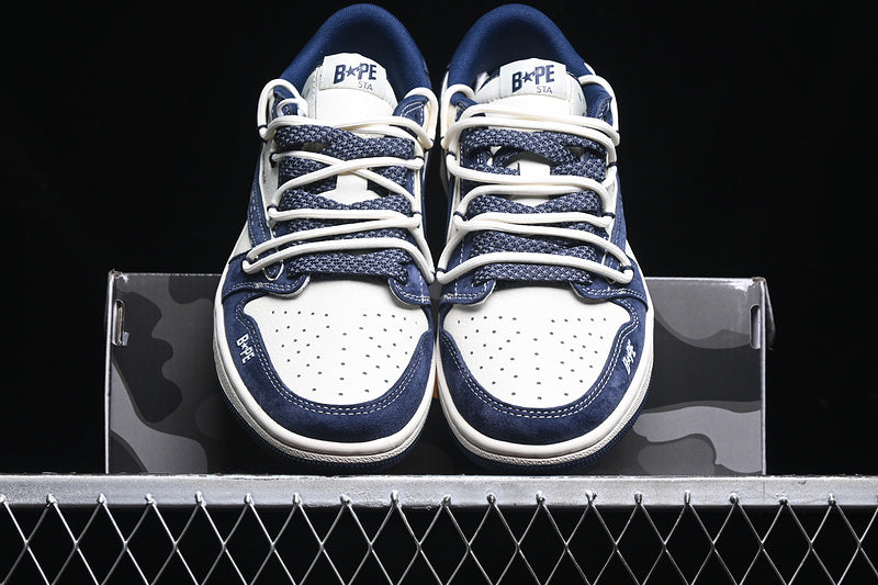 Travis Scott Fragment Design Nike Air Jordan 1 Low OG SP White Navy Sneakers