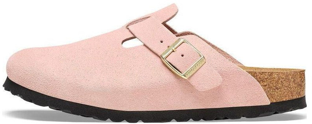 Birkenstock Boston Light Rose Pink Suede Leather Narrow Fit 1026171 Fashion Slippers