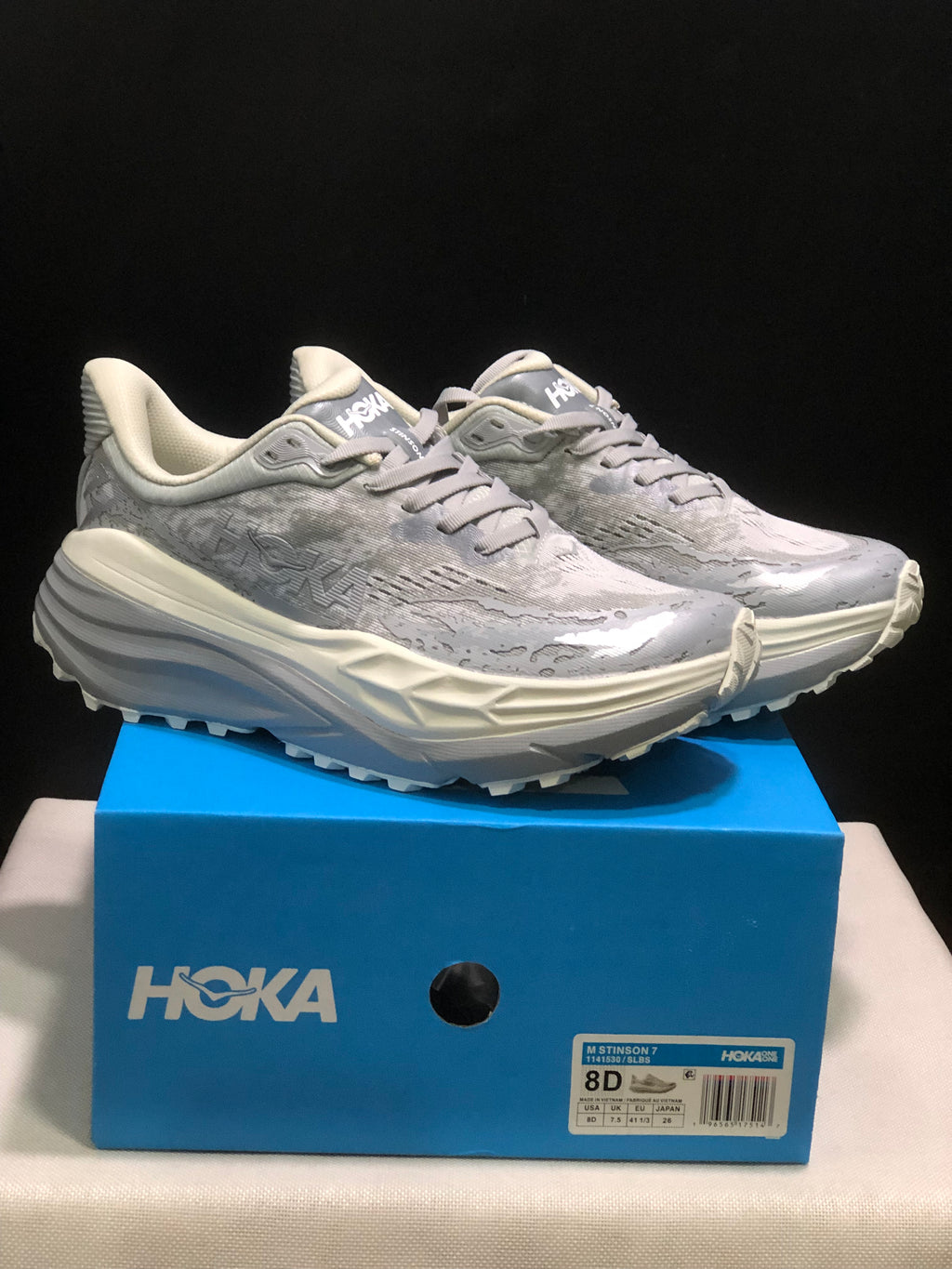 Hoka One One Stinson 7 Comfortable Anti-slip Outdoor Running Shoes Sneakers Silver