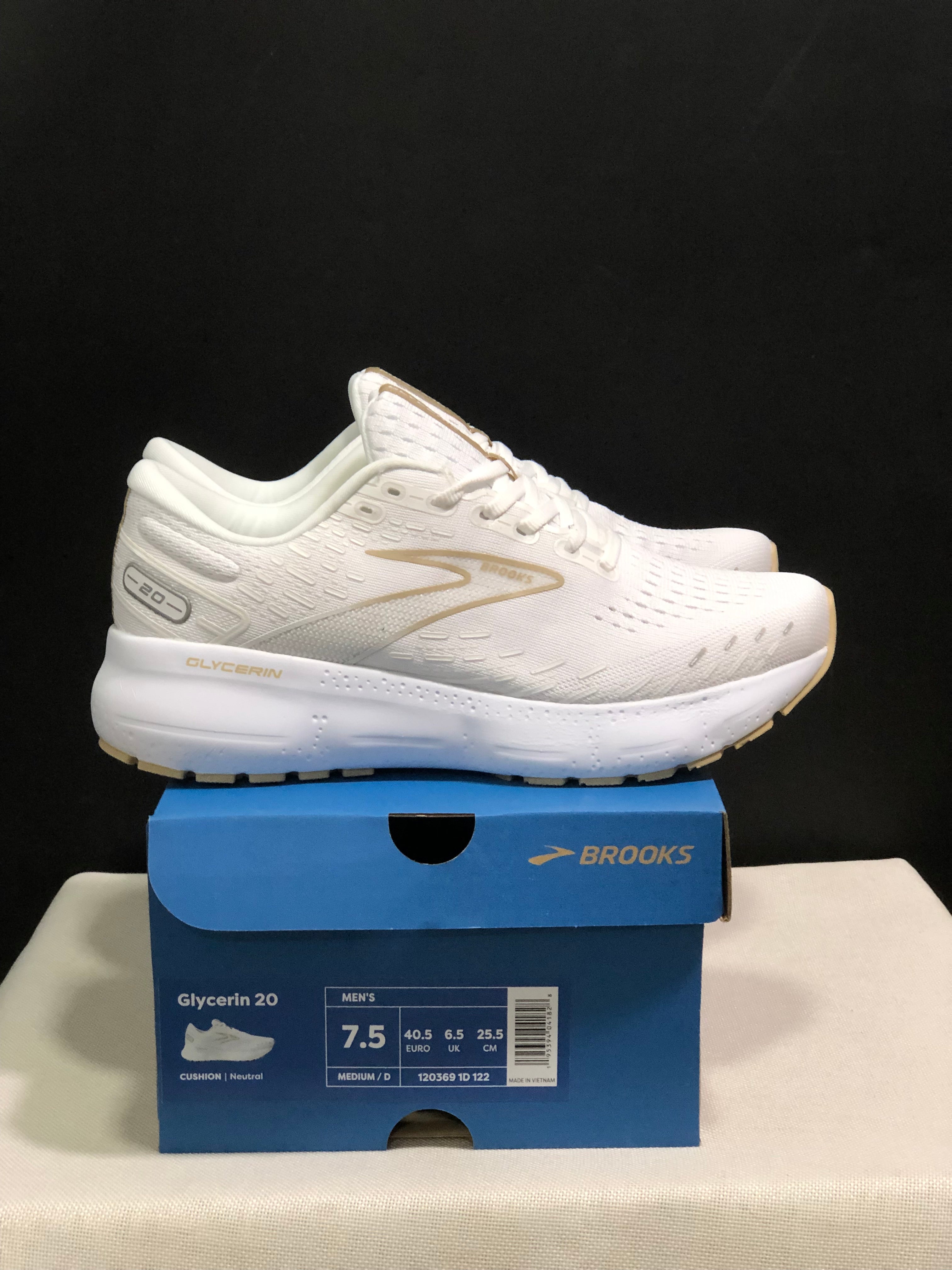 Brooks Glycerin GTS 20 Shock-absorbing Wear-resistant Running Shoes White