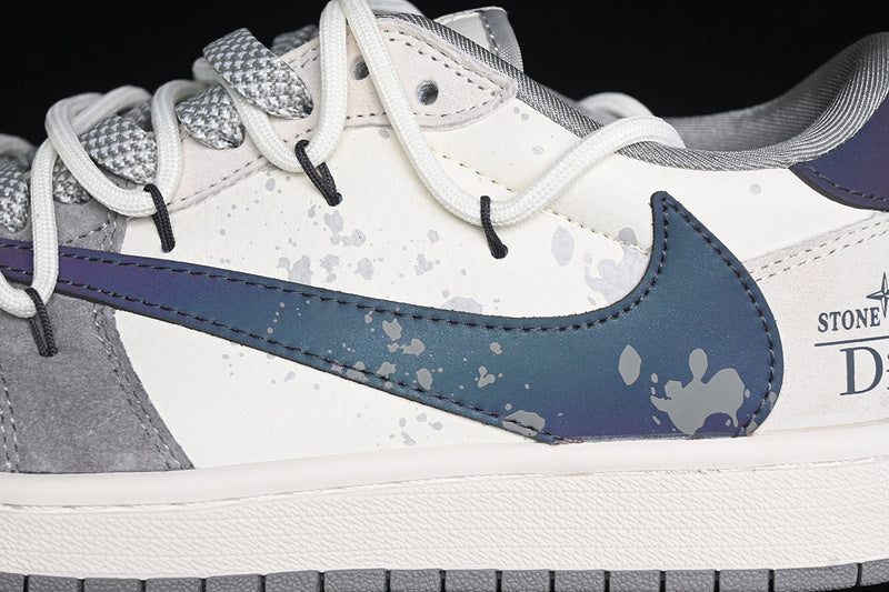 Travis Scott Fragment Design Nike Air Jordan 1 Low Dior OG SP White Black Grey Sneakers