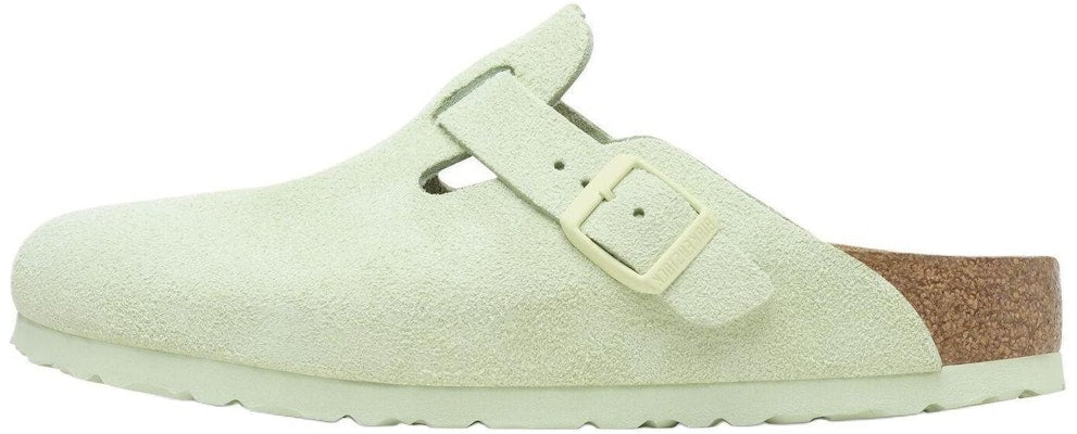 Birkenstock Boston Light Green Soft Footbed Suede Leather 1027678 Fashion Slippers