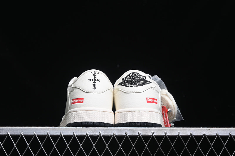 Travis Scott Fragment Design Nike Air Jordan 1 Low Supreme OG SP White Sneakers
