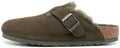 Birkenstock Boston Olive Green Shearling Suede Leather 1025667 Covered Toe Slippers