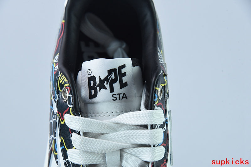 A Bathing Ape Bape Sta Sk8 Black And White Embossed Patent Leather