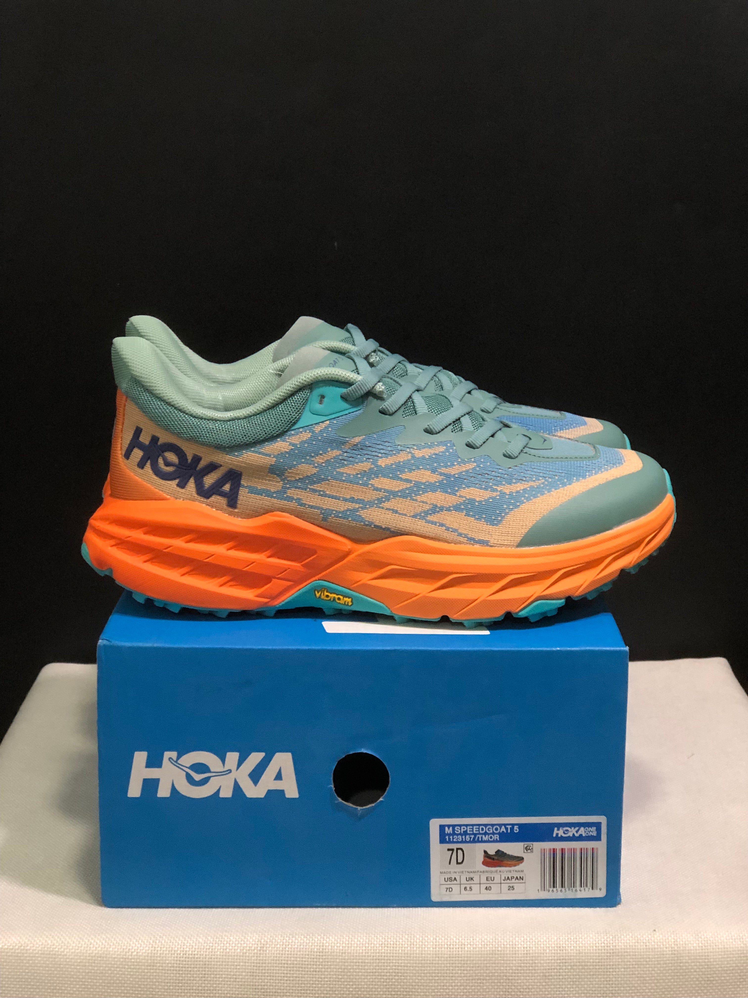 Hoka One One Speedgoat 5 Men's Trail Running Shoes Sneakers Teal/Orange