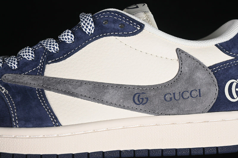 Travis Scott Fragment Design Nike Air Jordan 1 Low OG SP Gucci Navy White Sneakers