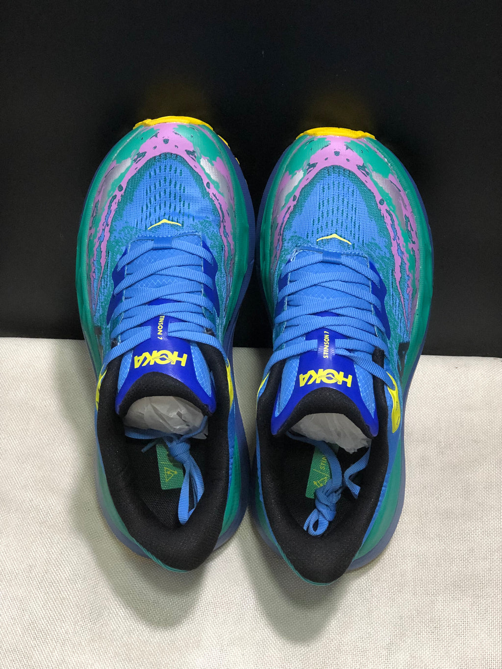 Hoka One One Stinson 7 Comfortable Anti-slip Running Shoes Blue/Camouflage/Green