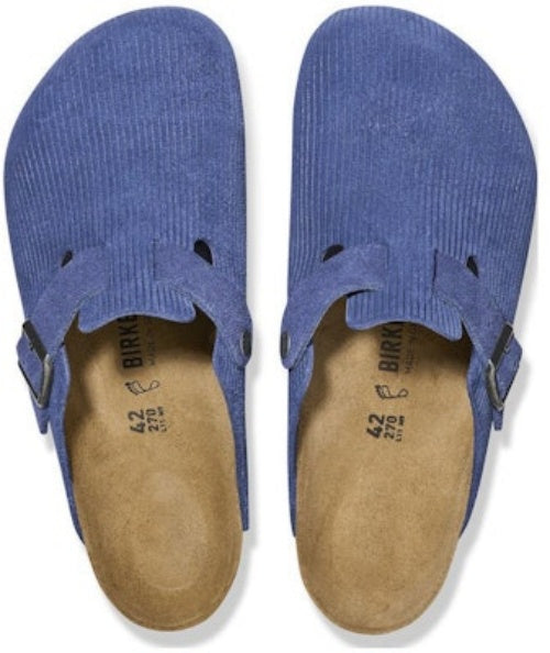 Birkenstock Boston Indigo Blue Suede Embossed 1026203 Fashion Slippers