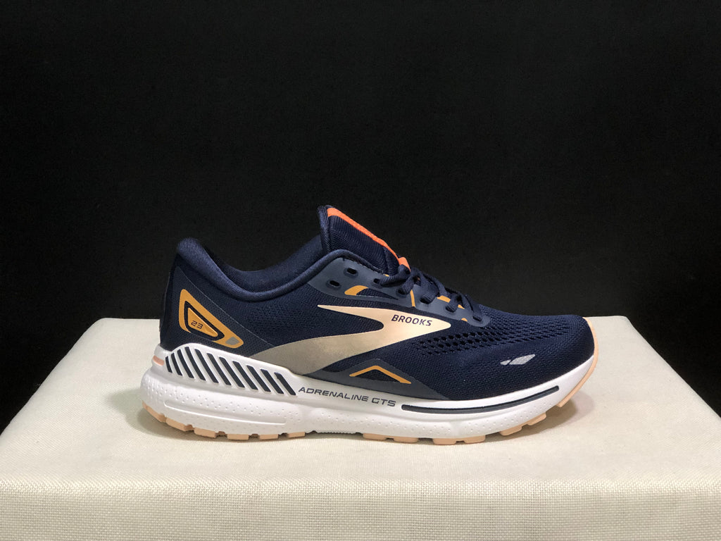 Brooks Adrenaline GTS 23 Shock-absorbing Wear-resistant Low-top Running Shoes Dark Blue/Light Orange