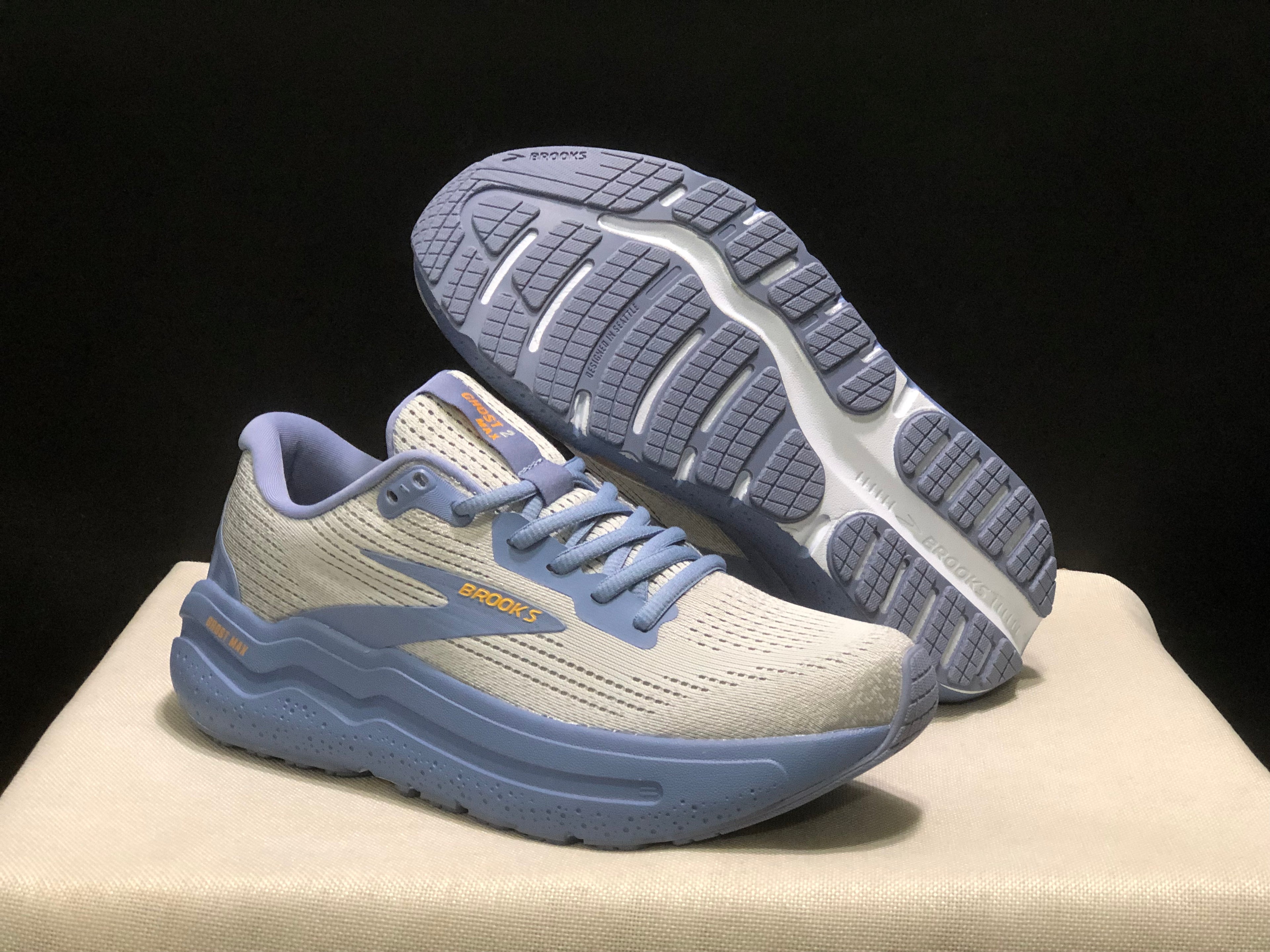 Brooks Ghost Max 2 Breathable Low-top Running Shoes Blue/Orange