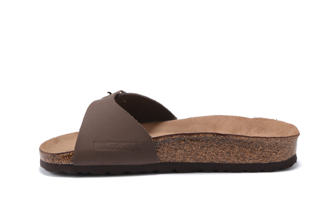 Birkenstock Madrid Brown Single Strap Slide Nubuck Leather Sandals