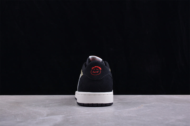 Travis Scott Nike Air Jordan1 Low OG SP White Label Olive Green Black Sneakers