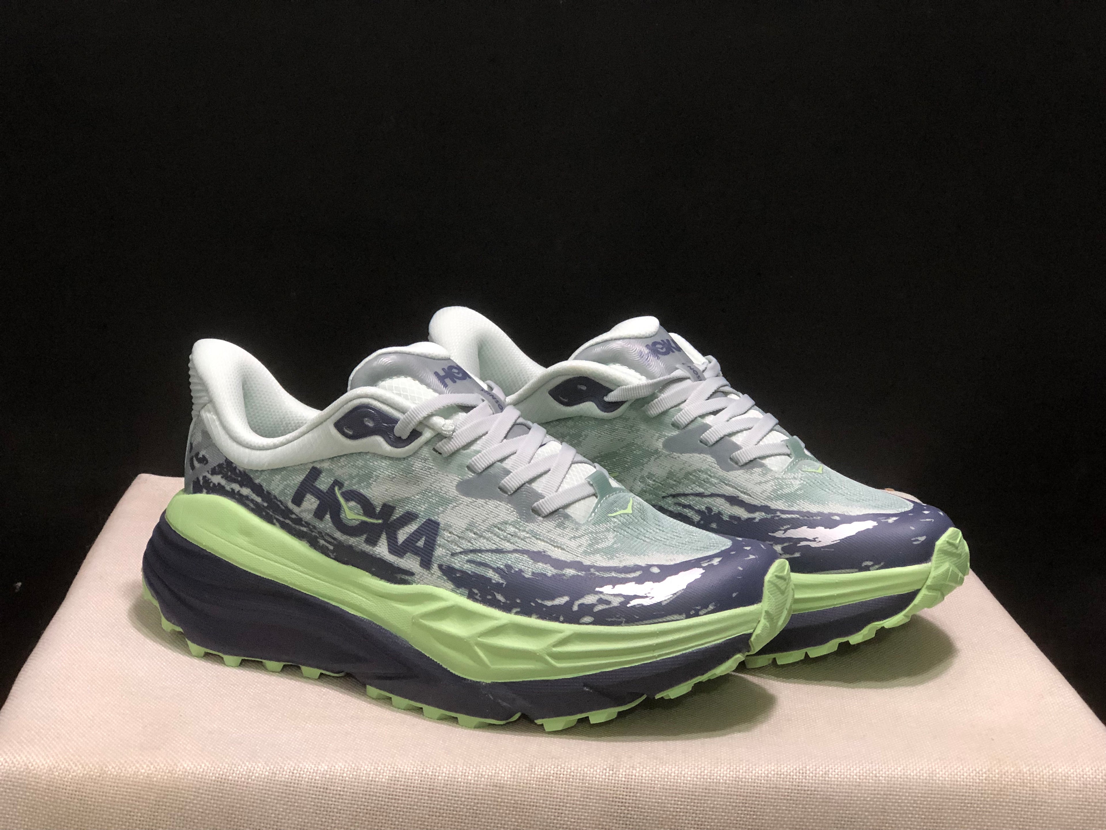 Hoka One One Stinson 7 Comfortable Anti-slip Running Shoes Camouflage/Light Green