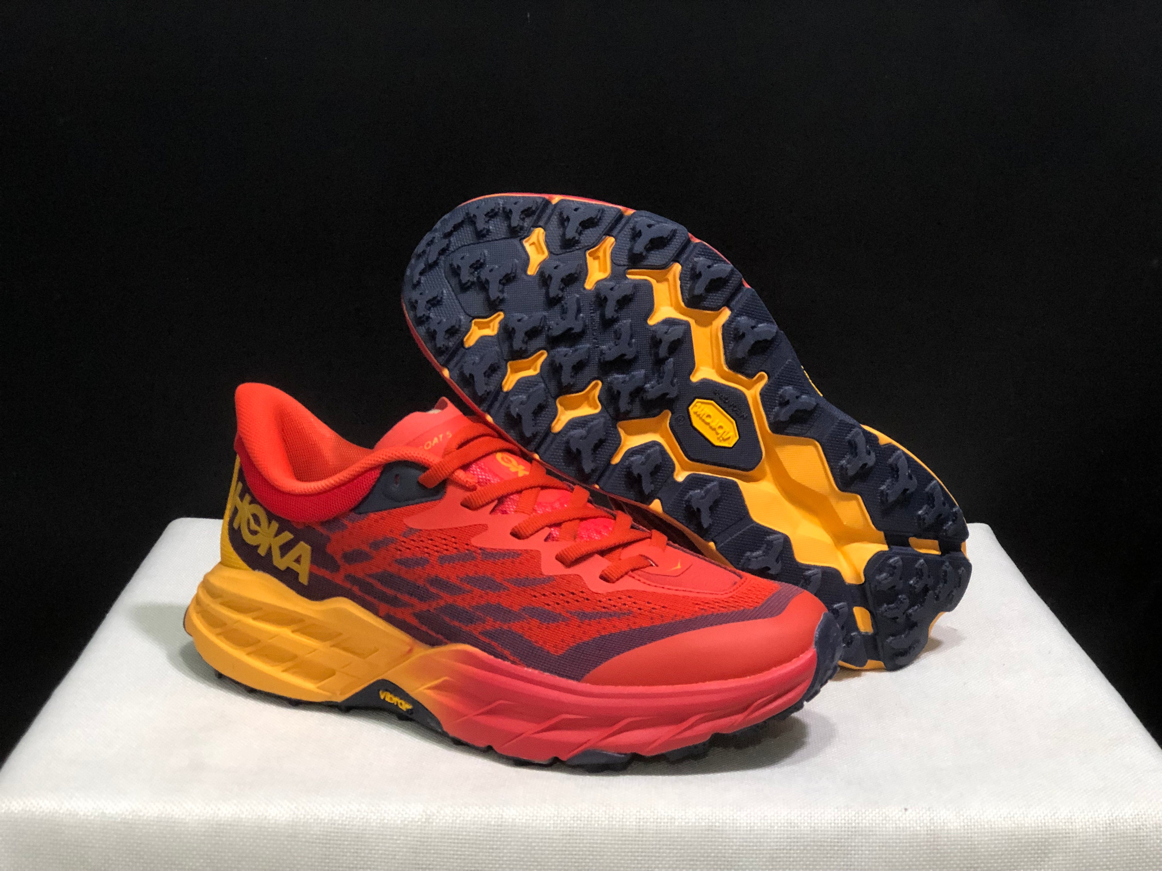 Hoka One One Speedgoat 5 Trail Running Shoes Sneakers Red