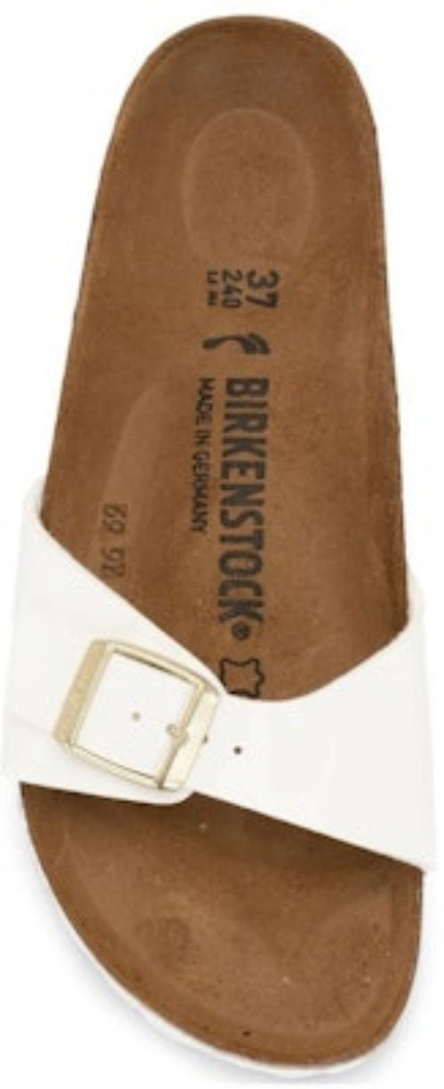 Birkenstock Madrid 1005310 Birko-Flor Patent Narrow Fit Patent White Sandals