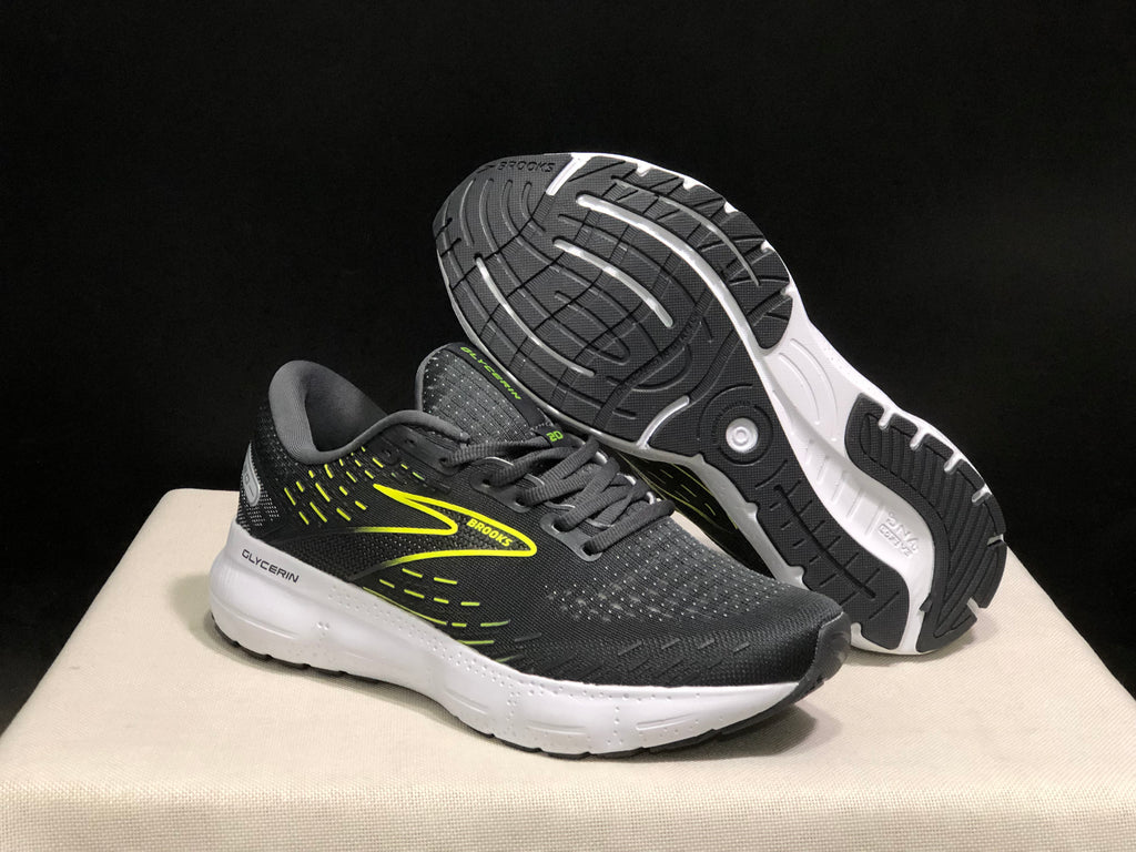 Brooks Glycerin GTS 20 Shock-absorbing Wear-resistant Running Shoes Black/Fluorescent Green