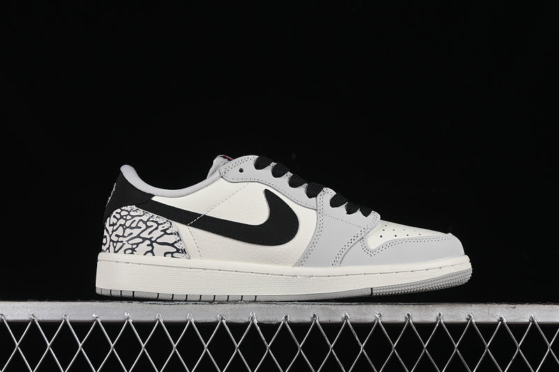 Travis Scott Fragment Design Nike Air Jordan 1 Low OG SP Black Light Grey White Sneakers
