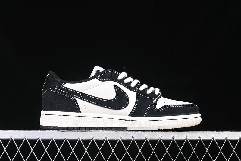 Travis Scott Fragment Design Nike Air Jordan 1 Low Gloomy Bear OG SP Black White Sneakers