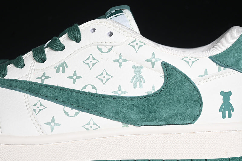 Travis Scott Fragment Design Nike Air Jordan 1 Low OG SP Green White Casual Sneakers