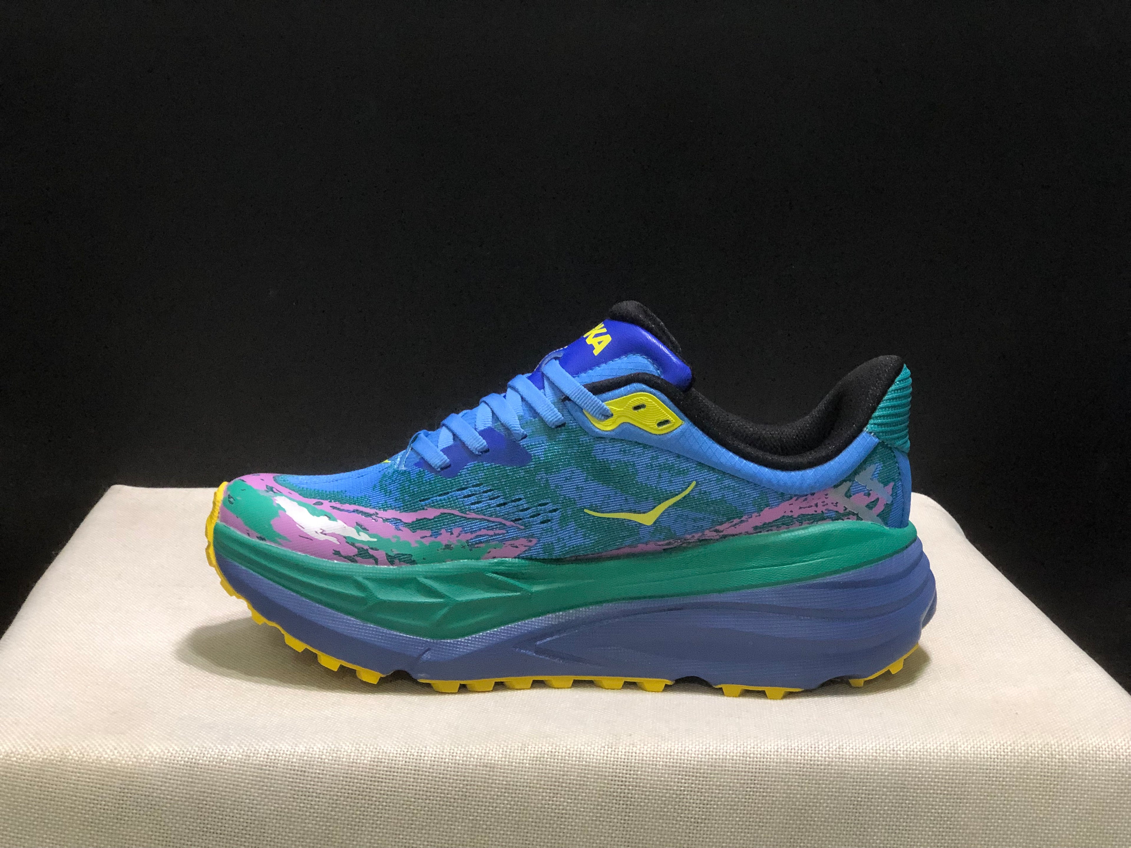 Hoka One One Stinson 7 Comfortable Anti-slip Running Shoes Blue/Camouflage/Green