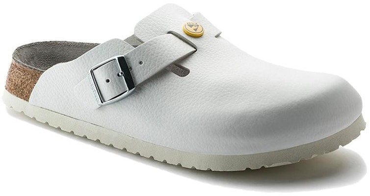 Birkenstock Boston 0061378 ESD Natural Leather Narrow Fit White Sandals