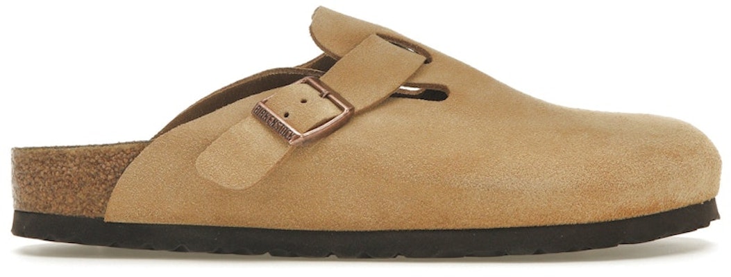 Birkenstock Boston Suede Leather Narrow Fit 1026164 Latte Cream Sandals