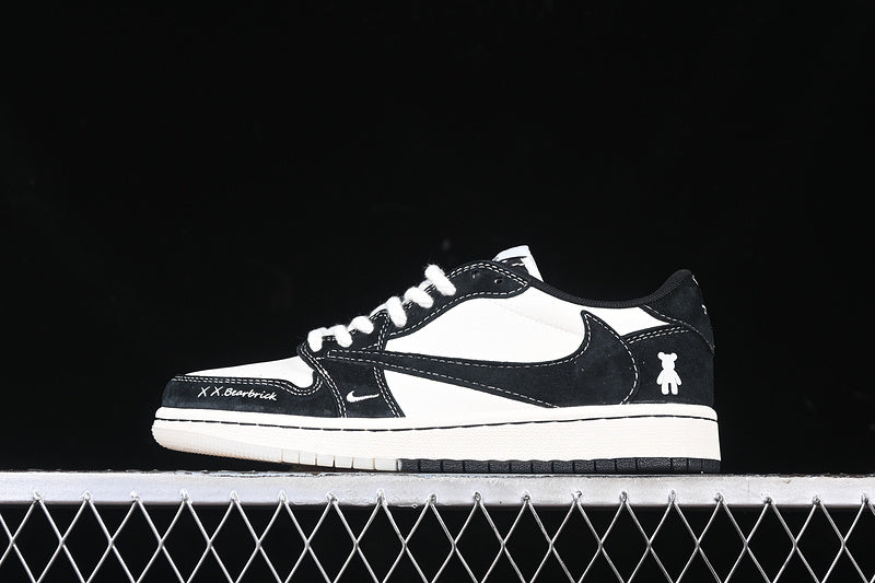 Travis Scott Fragment Design Nike Air Jordan 1 Low Gloomy Bear OG SP Black White Sneakers