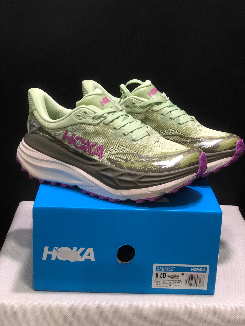 Hoka One One Stinson 7 Comfortable Anti-slip Outdoor Running Shoes Sneakers Light Green