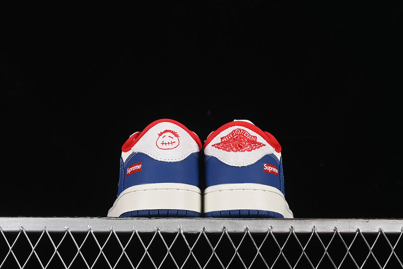 Travis Scott Fragment Design Nike Air Jordan 1 Low Supreme OG SP Red Blue White Sneakers