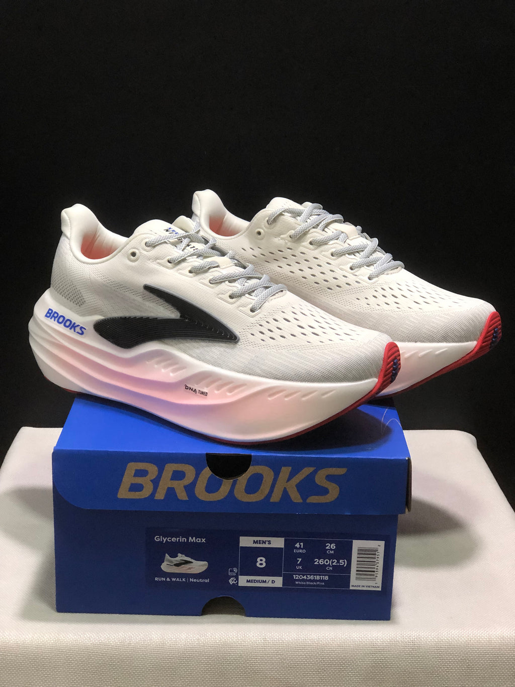 Brooks Glycerin Max Comfortable Low-top Running Shoes White/Black/Pink