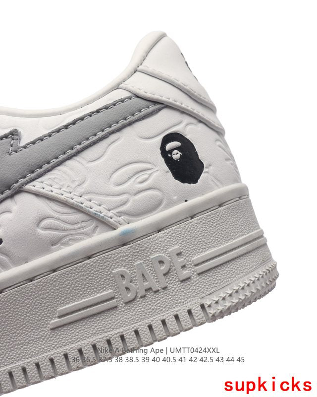 A Bathing Ape Bape Sta Sk8 White And Gray Embossed