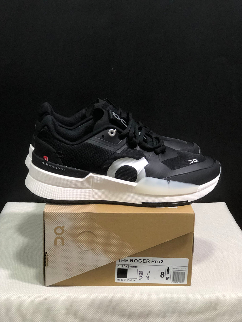 On Running The Roger Pro 2 Black/White Breathable Mesh Training Running Shoes